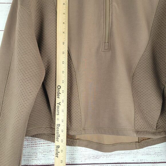 Spyder Women's Size M Medium Quarter Zip Active Sweatshirt Pullover Tan Cropped - Picture 2 of 8